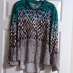 Green and Brown Animal Print Blouse